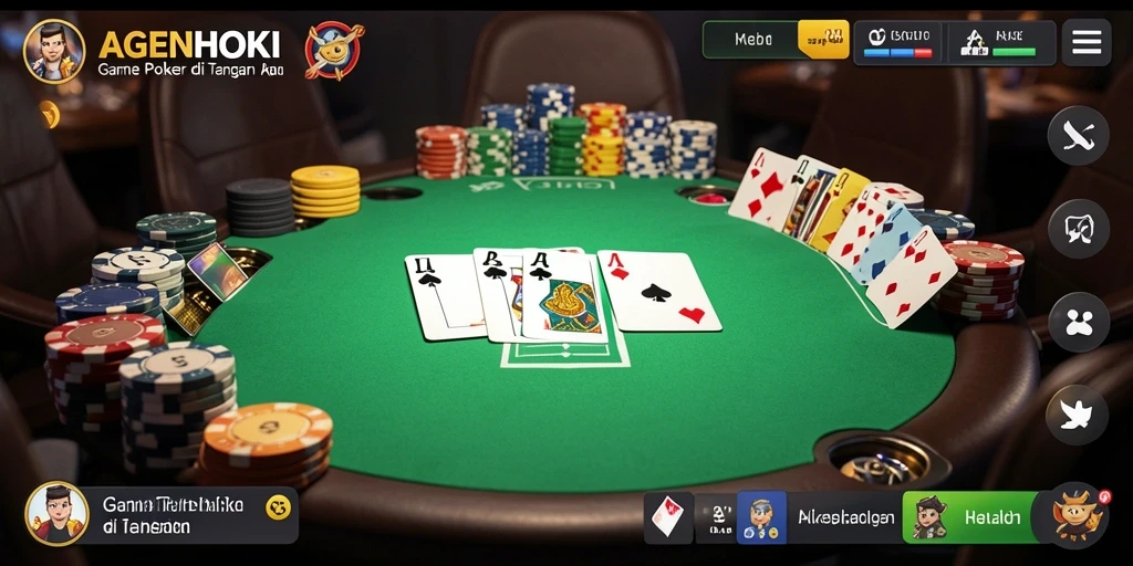 Screenshot AGENHOKI menampilkan gameplay poker yang seru dan interaktif.