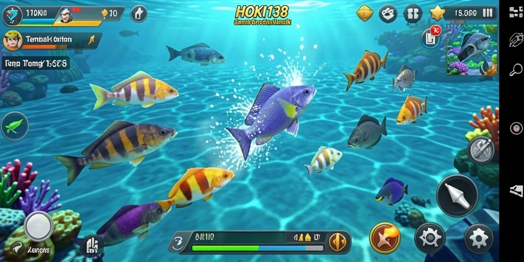 Tampilan screenshot utama HOKI138 dengan gameplay memancing ikan yang seru.