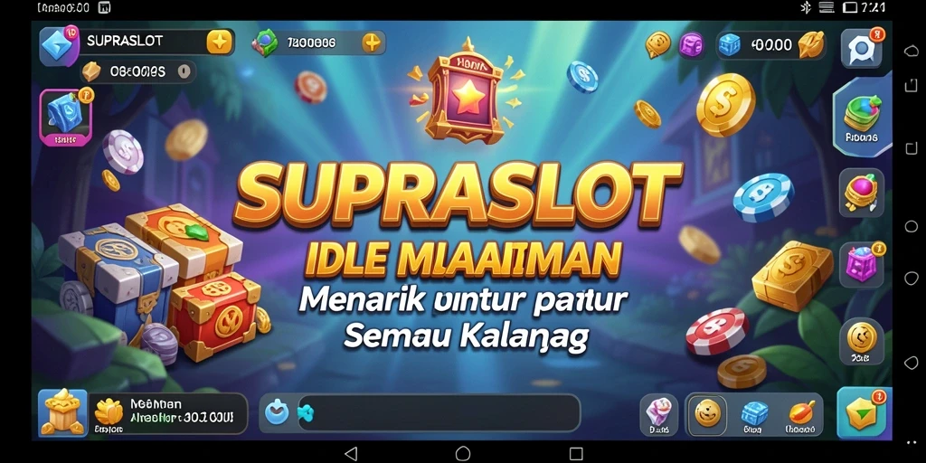 Gameplay seru dalam SUPRASLOT, saat karakter menghasilkan sumber daya secara otomatis.