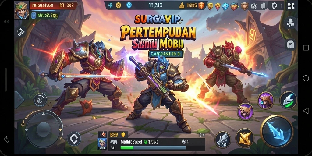 Tampilan permainan MOBA yang seru dan grafis menawan.